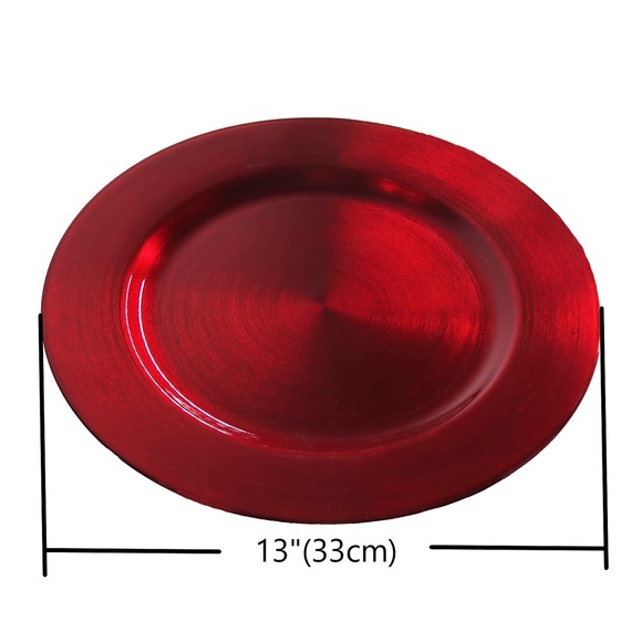 Metallic Red Plastic Charger Plates 13” - Set of 10 - Picture 2 of 4
